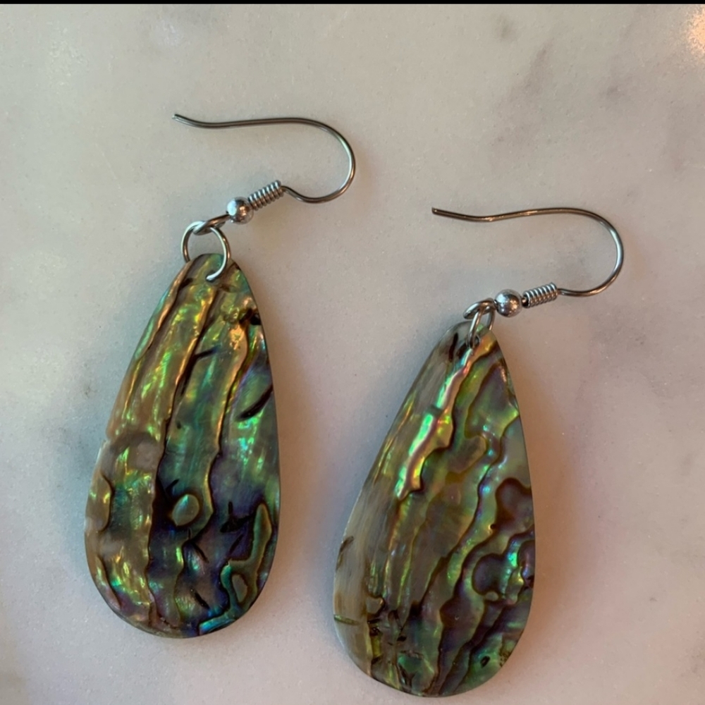 Albalone Teardrop Sterling Silver Earrings
